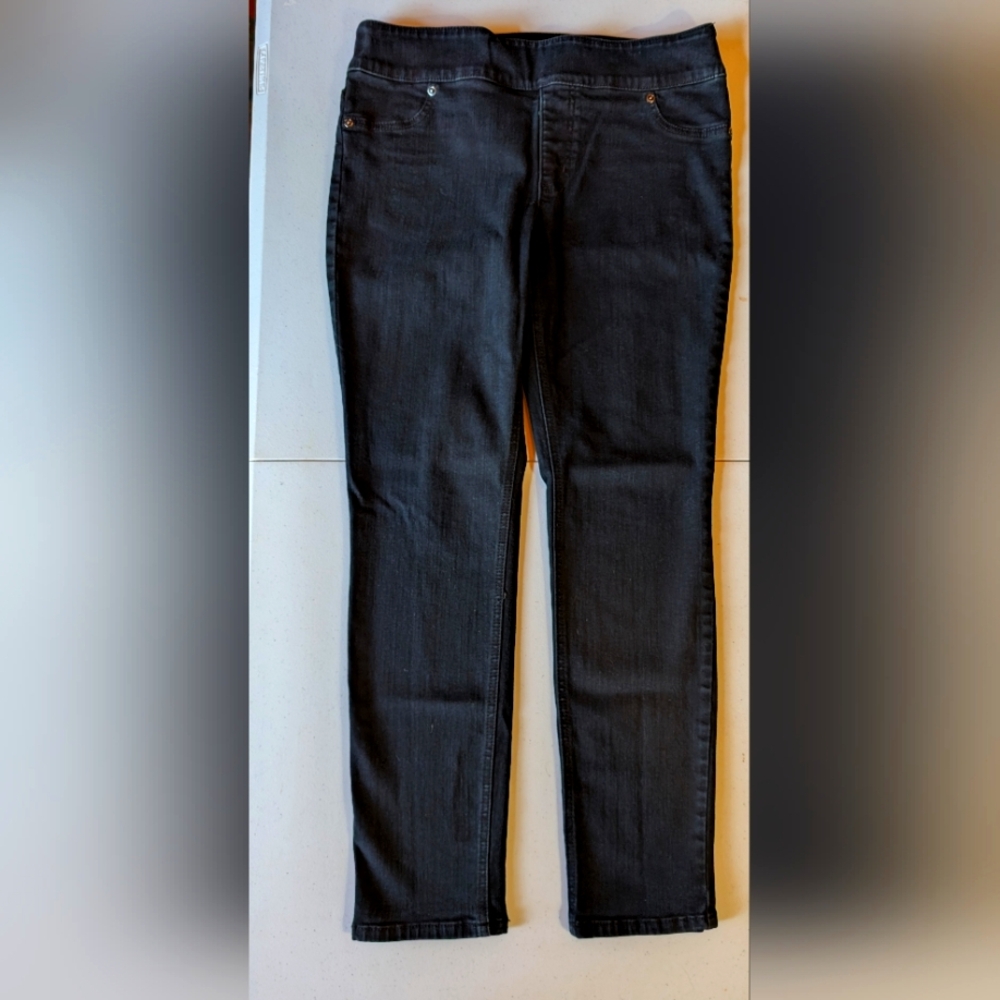 Chico' So Slimming  Pull On Comfort Stretch Women's Black Jeans Size 1.5